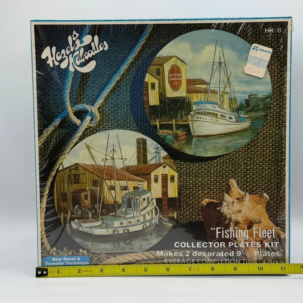 Vintage Hazel Pearson Kaboodles Fishing Fleet Collector Plates Kit HK-8 New